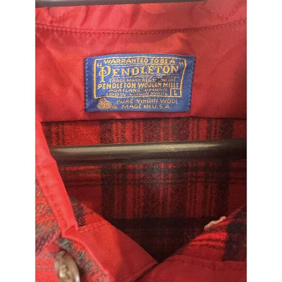 Pendleton Matheson Tartan Flannel Button Down Shirt Wool USA Red Plaid Large - Picture 4 of 10